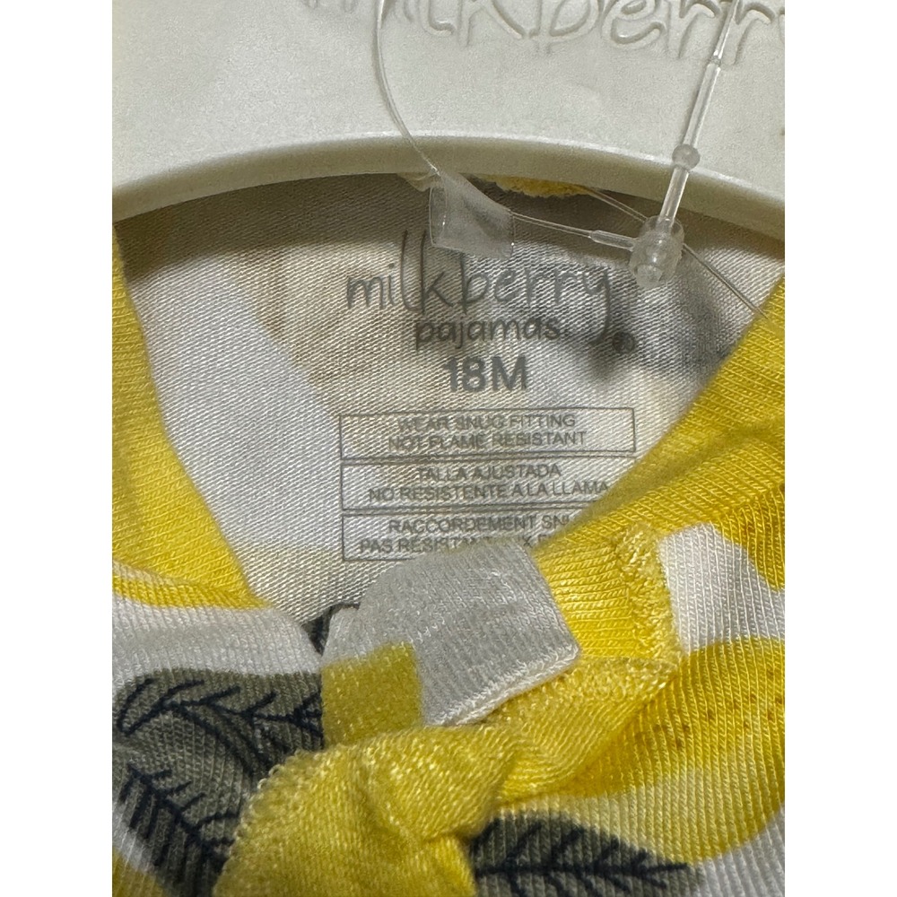 Milkberry Bamboo Lemon Print Footed Pajamas 2-Way Zipper Ruffle Sleeper 18M NEW - Picture 7 of 7